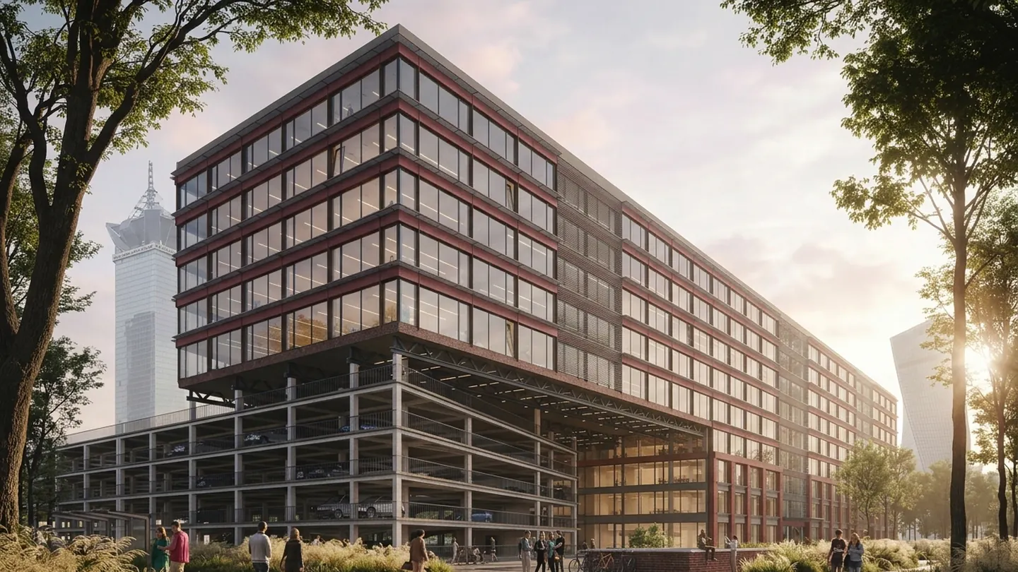 Render of a mixed-use building