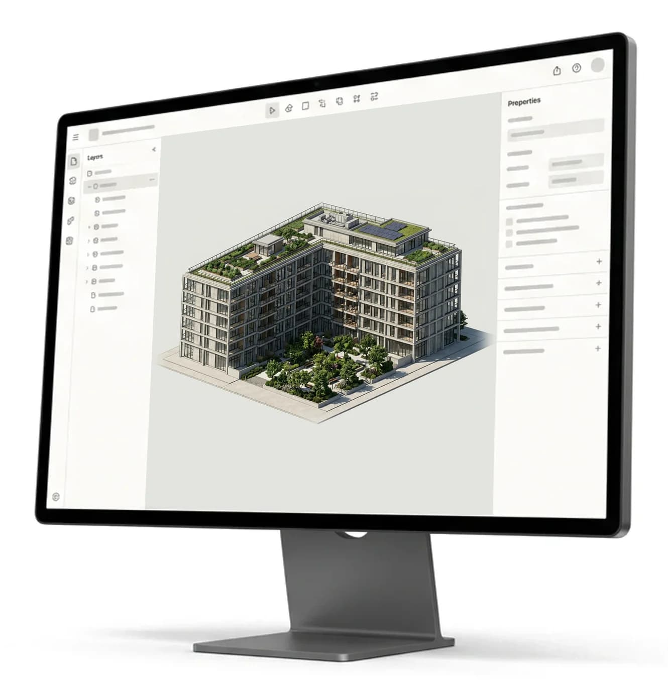 Massing model of an L-shaped building
