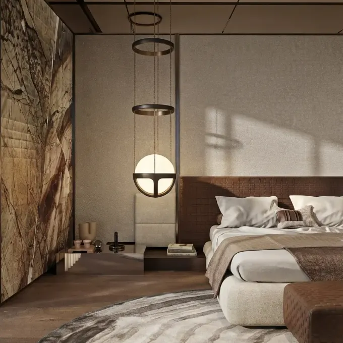 A luxury master bedroom rendered with MeltFlex AI, shown as an Instagram post