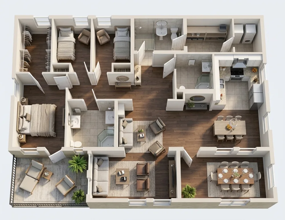 3D render with contemporary neutral style