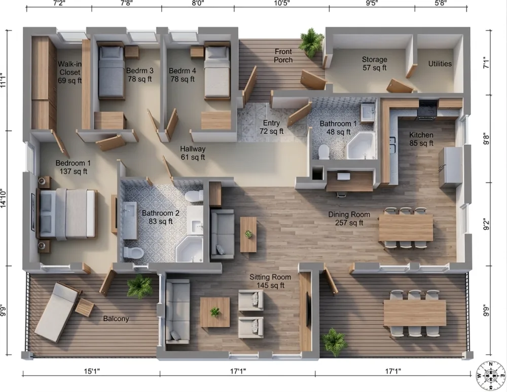 3D render with scandinavian style