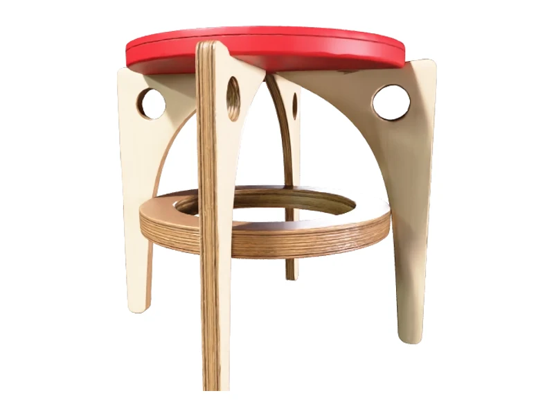Source photo of the Playful Plywood Stool, converted to a 3D model