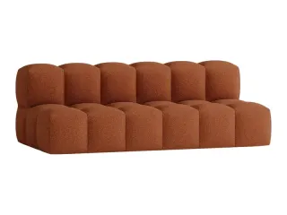 Rust orange channel-tufted modular sofa