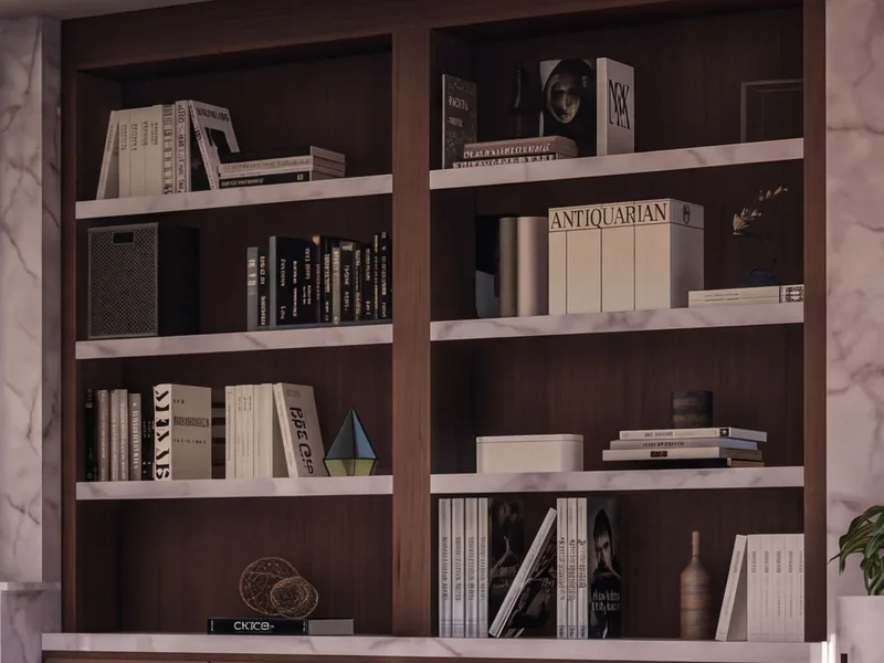 Book spines on the shelves, 4K upscale at 100%