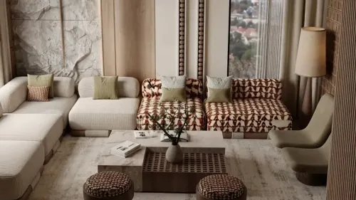 Marble TV wall lounge render