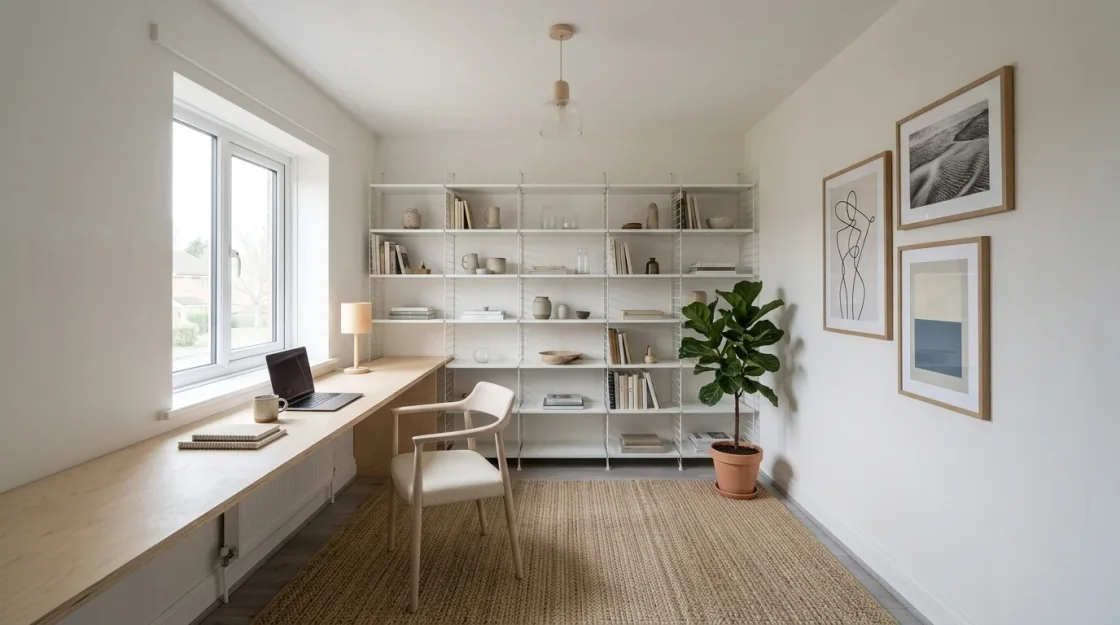 The same room turned into a Scandinavian home office