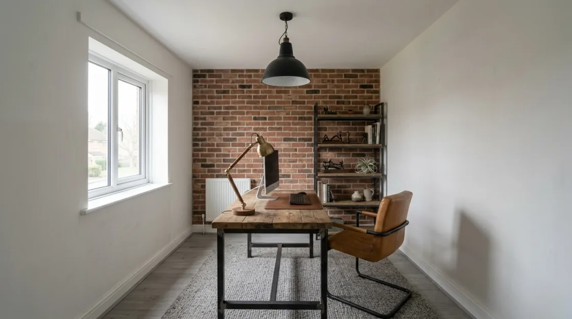 The same room turned into an industrial home office