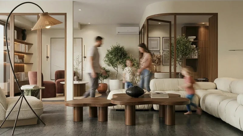 Family in Motion render style