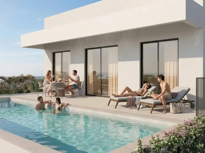 Exterior designed with MeltFlex AI: Couples, White Villa