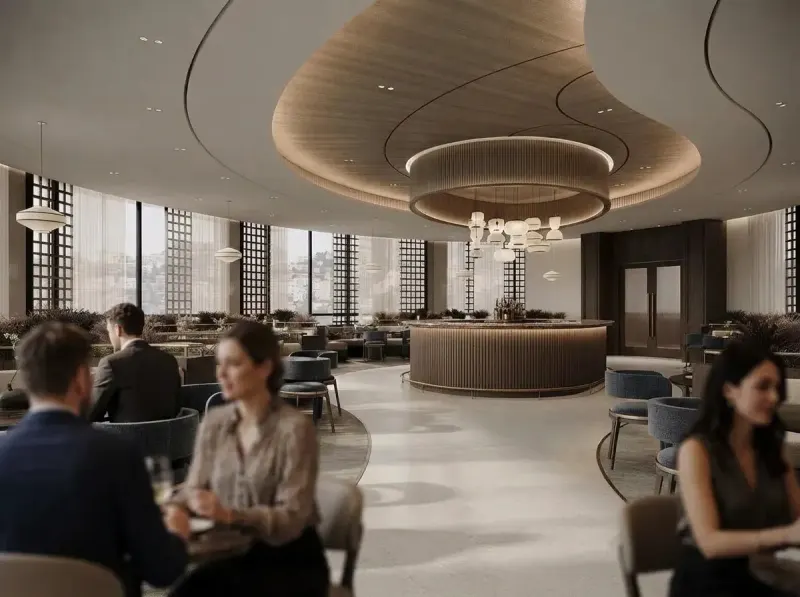 Lobby designed with MeltFlex AI: Soft Focus Foreground