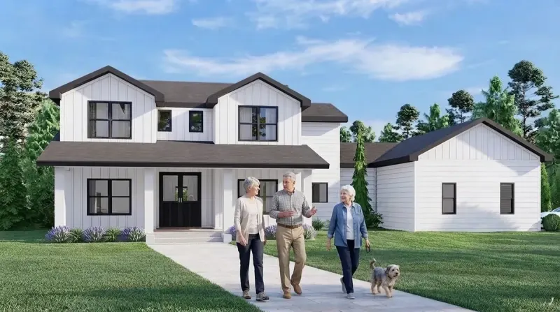 Exterior designed with MeltFlex AI: Seniors, Farmhouse