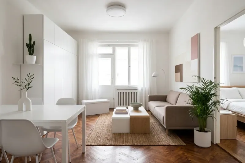 Living Room designed with MeltFlex AI: One Empty Living Room — 4 Interior Design Styles