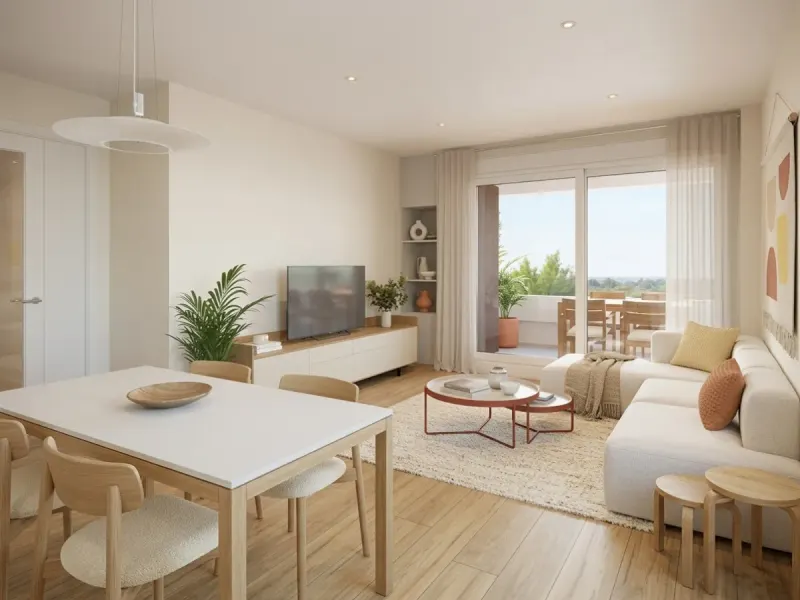 Living Room designed with MeltFlex AI: Same Room, Pale Rounded Furniture