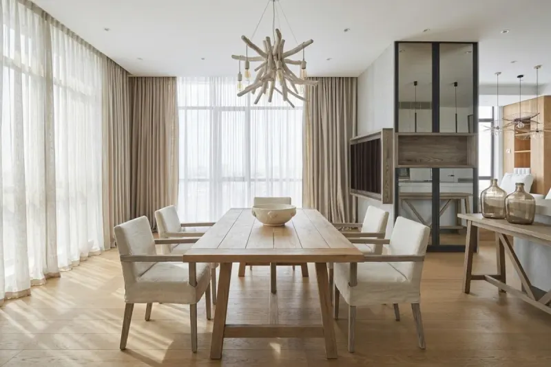 Dining Room designed with MeltFlex AI: Farmhouse Apartment 4 Styles