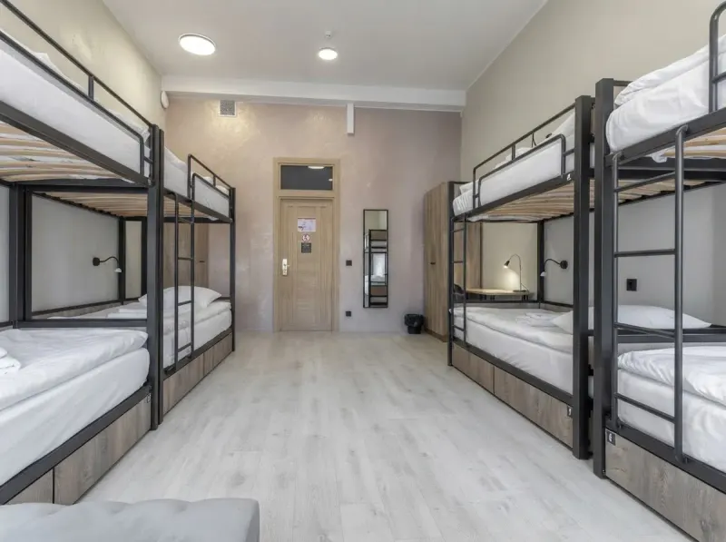 Dorm Room designed with MeltFlex AI: Black Metal Bunk Dorm Room