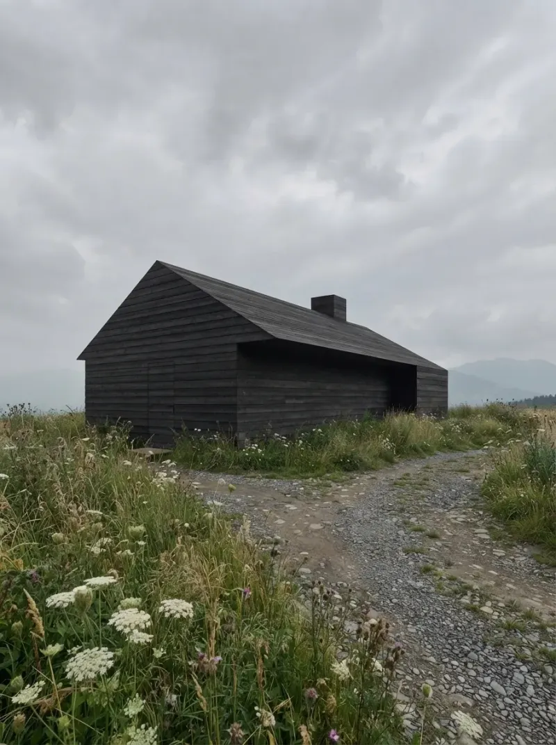 Exterior designed with MeltFlex AI: Black Mountain Cabin