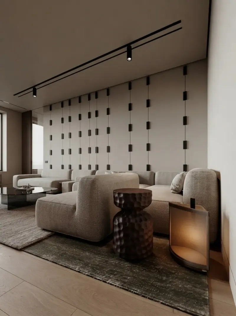 Living Room designed with MeltFlex AI: Dark Luxury Living Room