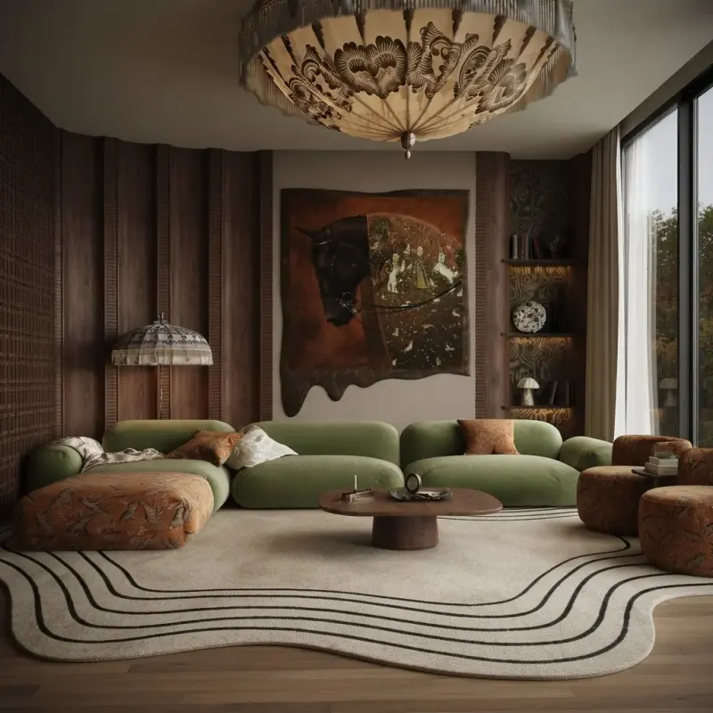 Living Room designed with MeltFlex AI: Earthy Green Living Room