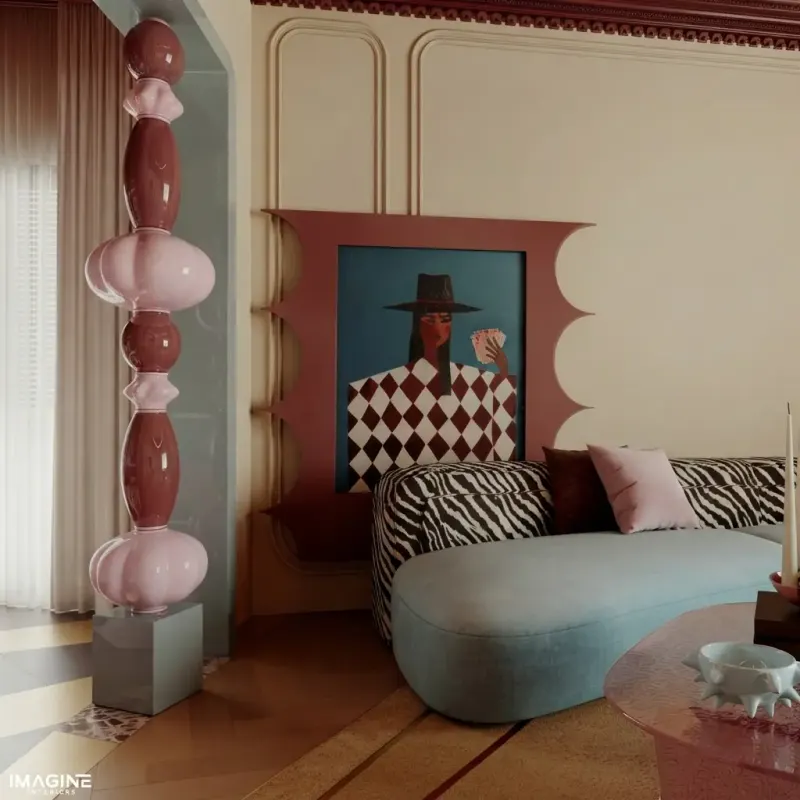 Living Room designed with MeltFlex AI: Eclectic Statement Living Room