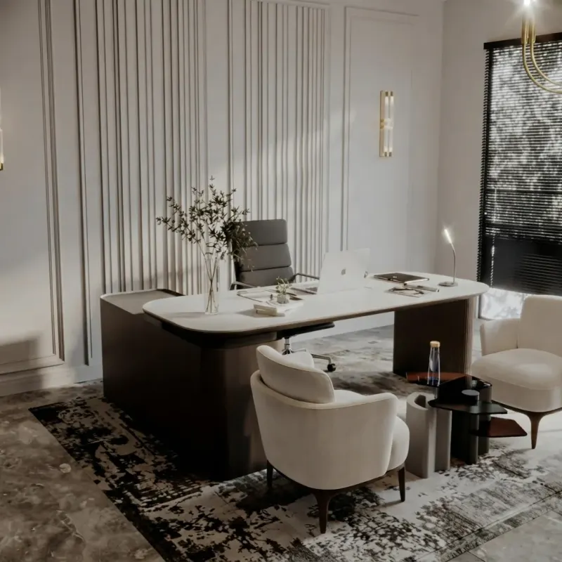 Home Office designed with MeltFlex AI: Fluted Panel Office