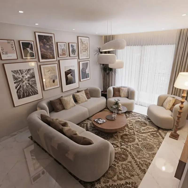 Living Room designed with MeltFlex AI: Gallery Wall Evenings