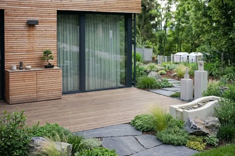 Outdoor designed with MeltFlex AI: Modern Garden Terrace Design