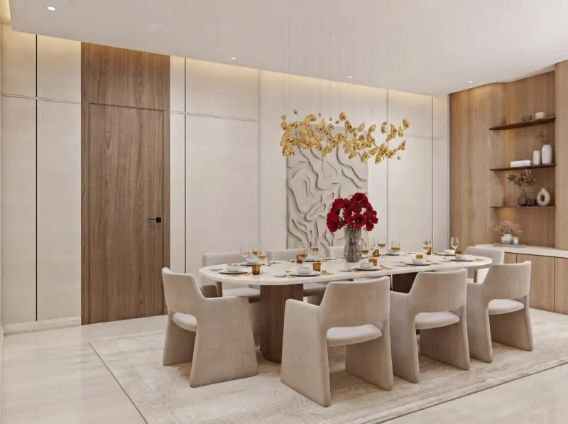 Gold Branch Chandelier Dining, an interior designed with MeltFlex AI