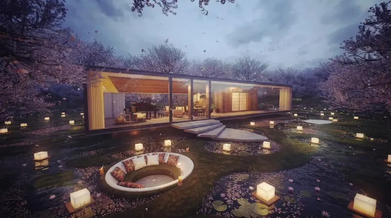 Garden designed with MeltFlex AI: Lantern Night Garden
