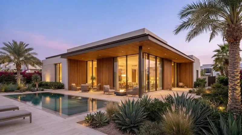 Limestone Desert Villa Pool, an interior designed with MeltFlex AI