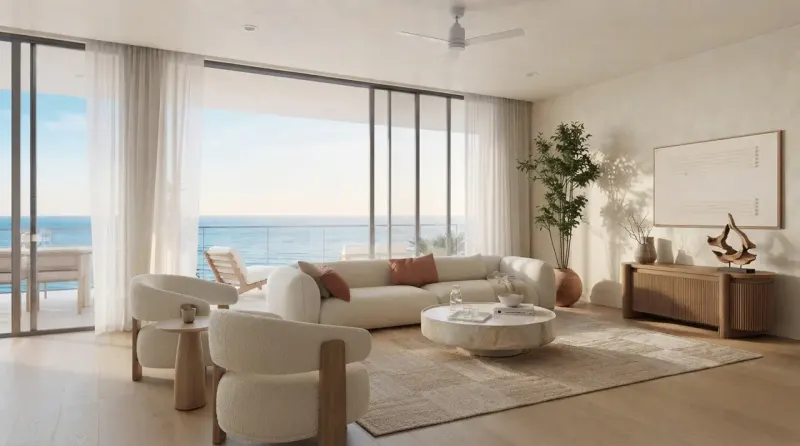 Living Room designed with MeltFlex AI: Living by the Sea