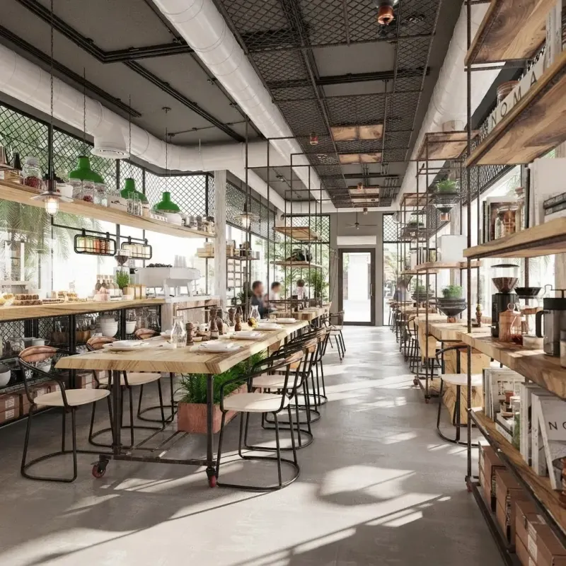 Cafe & Bar designed with MeltFlex AI: Market Hall Green Pendant Cafe