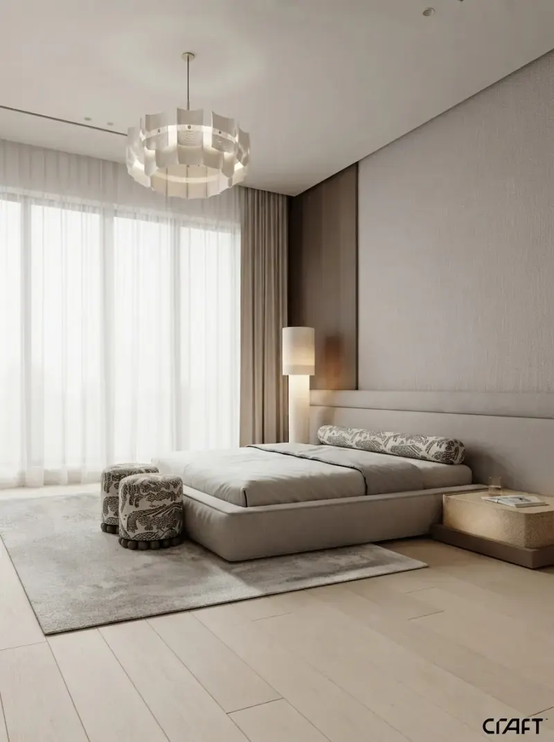 Bedroom designed with MeltFlex AI: Modern Bedroom Retreat