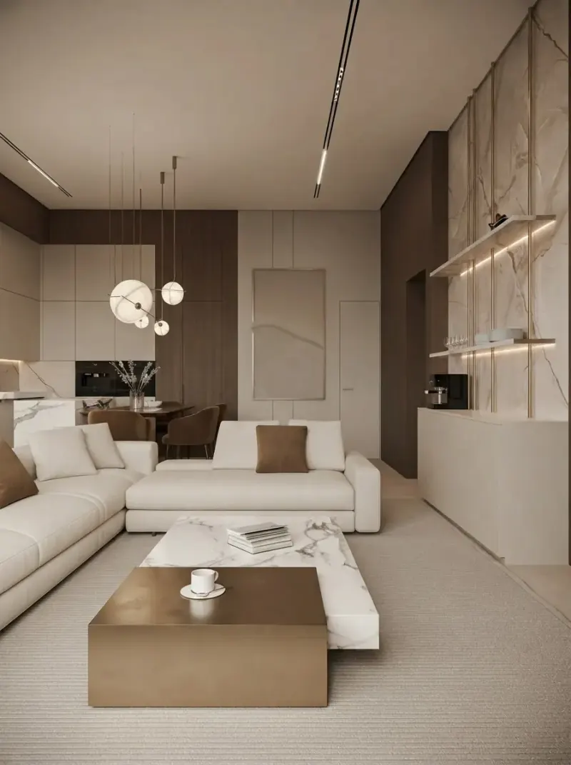 Living Room designed with MeltFlex AI: Neutral Luxury Living Area
