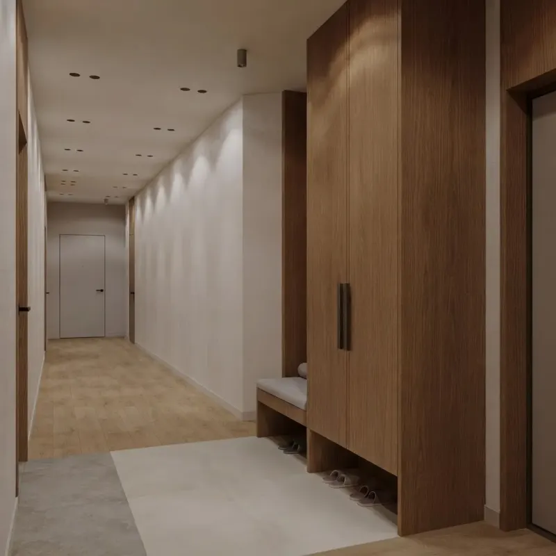 Hallway designed with MeltFlex AI: Oak Panelled Entry Hall