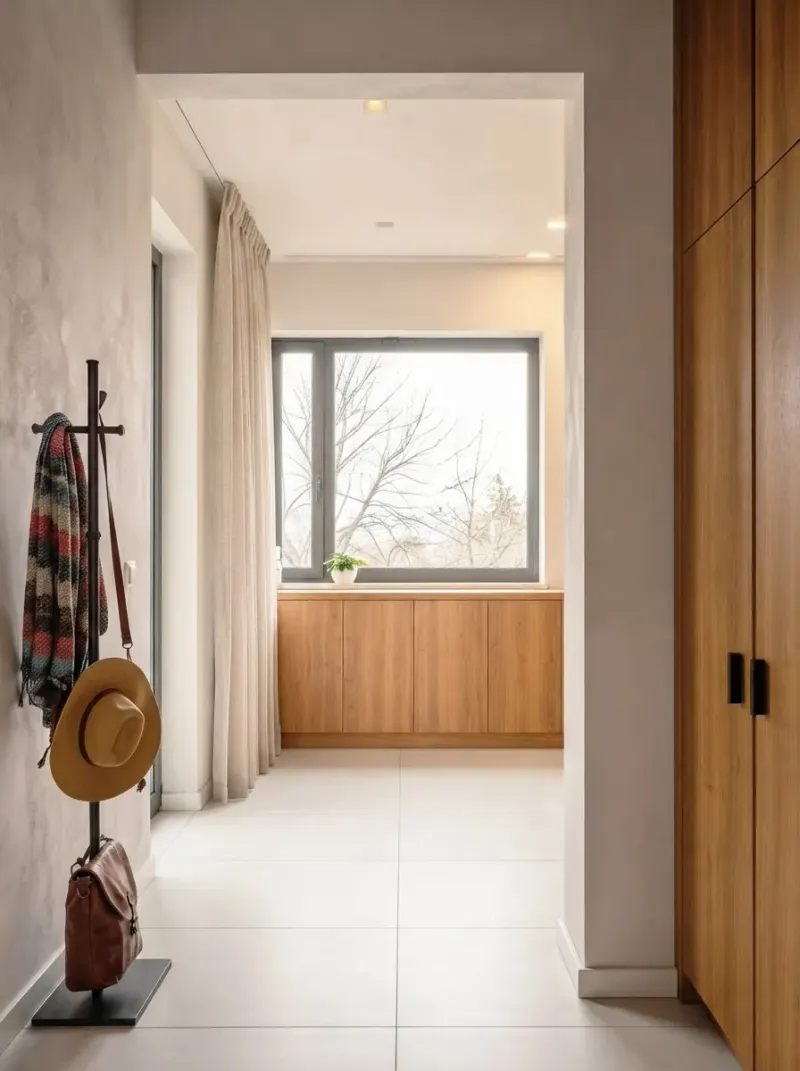 Hallway designed with MeltFlex AI: Oak Storage Scandi Entry