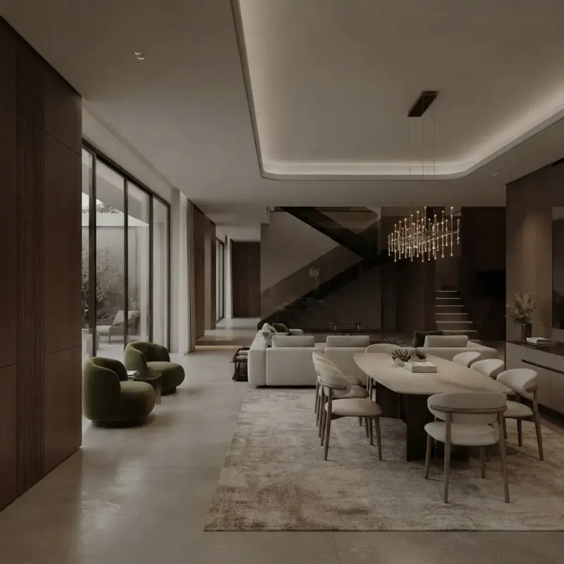 Living Room designed with MeltFlex AI: Open-Plan Living & Dining