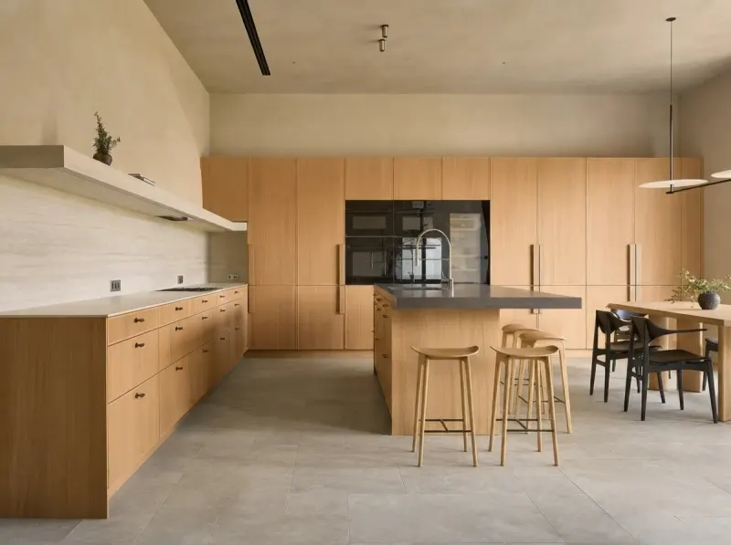 Living Room designed with MeltFlex AI: Pale Oak Minimal House