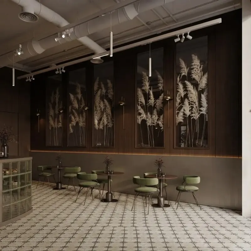 Cafe & Bar designed with MeltFlex AI: Pampas Glass Block Cafe