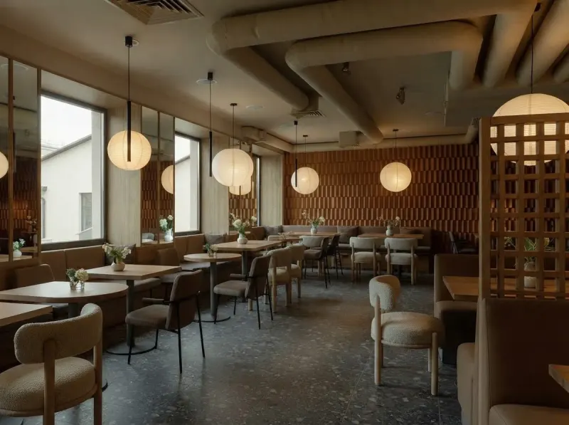 Restaurant designed with MeltFlex AI: Paper Lantern Terracotta Diner