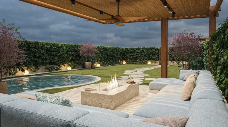 Pergola Pool Backyard, an interior designed with MeltFlex AI