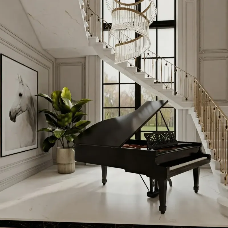 Stairs designed with MeltFlex AI: Piano Hall Staircase