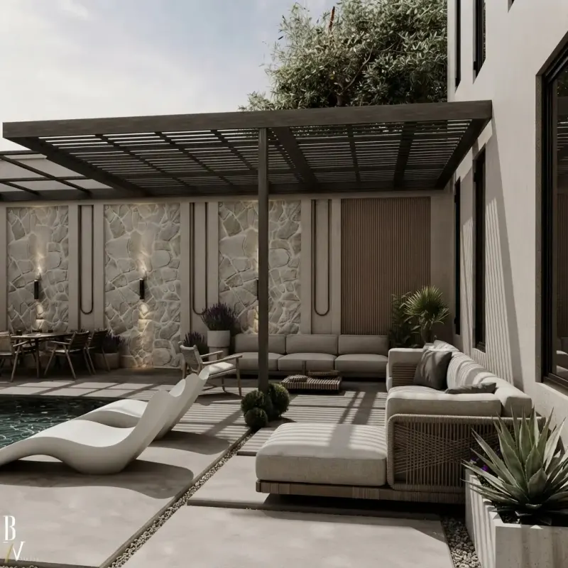 Outdoor designed with MeltFlex AI: Pool Terrace & Lounge