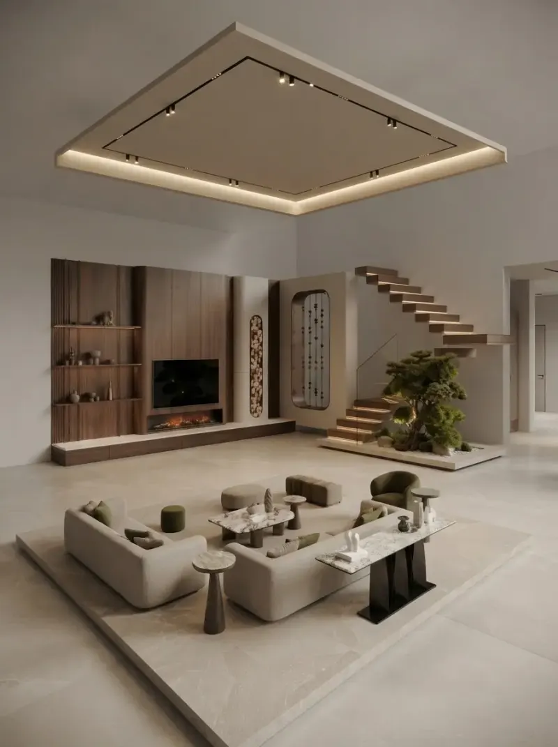 Living Room designed with MeltFlex AI: Private Villa Living Space