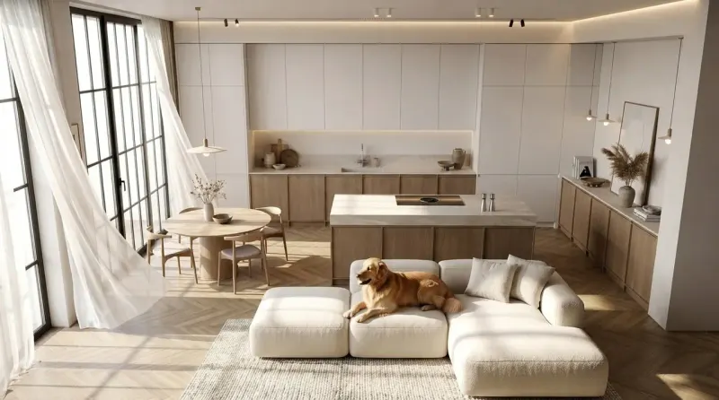 Living Room designed with MeltFlex AI: Raw Loft Transformation