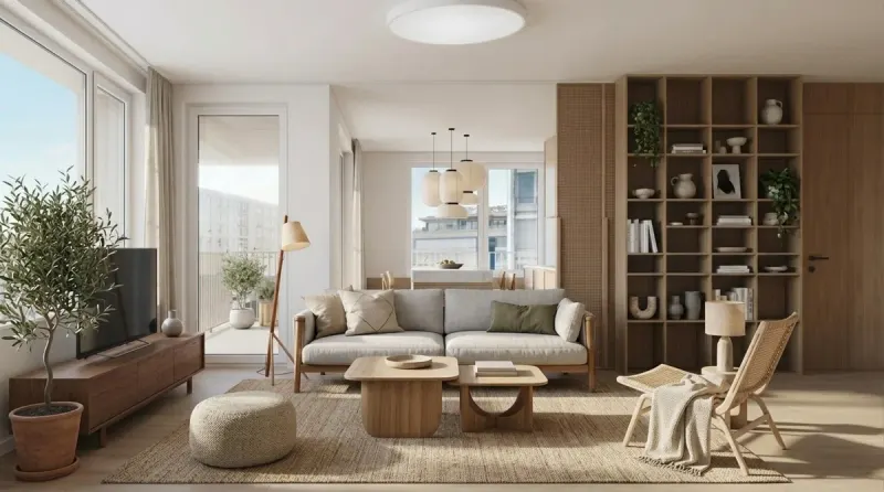 Scandinavian Balcony Living Room — AI 3D interior design render you can step into