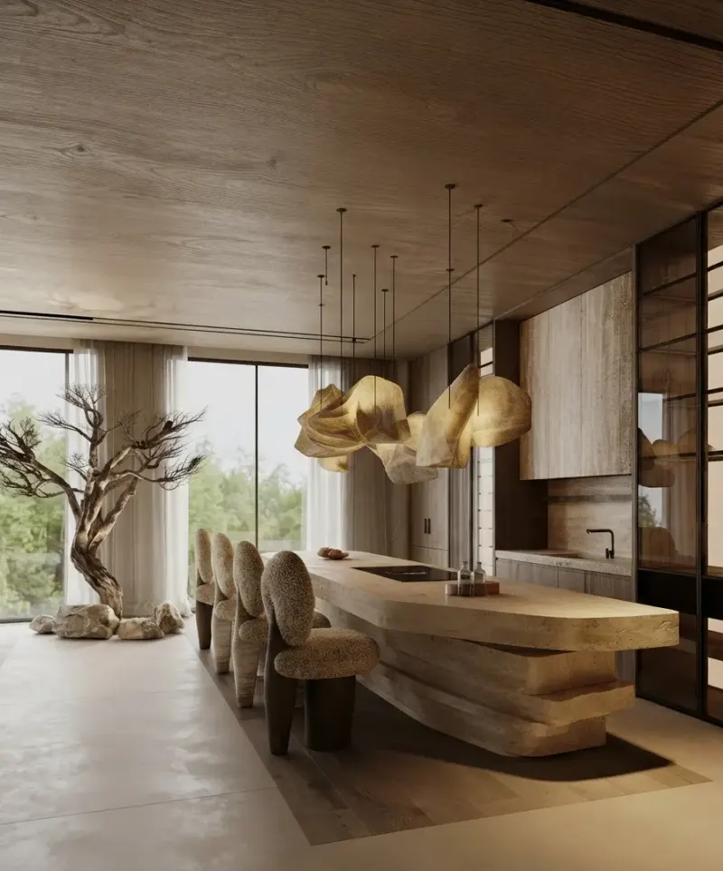 Dining Room designed with MeltFlex AI: Sculptural Dining Room