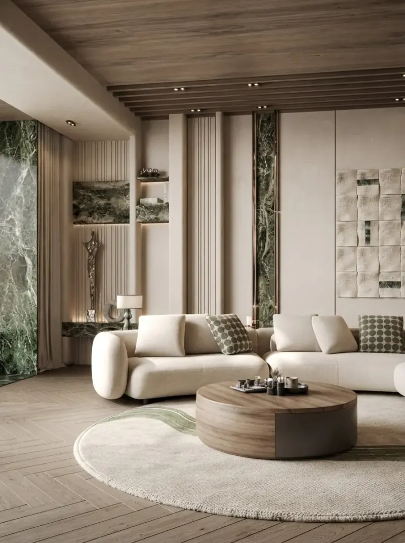 Living Room designed with MeltFlex AI: Soft Minimalist Living Room