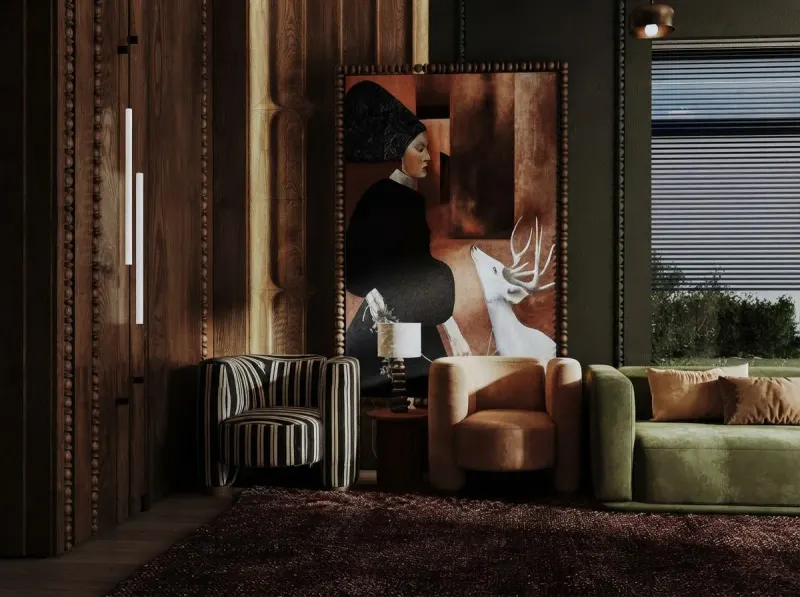 Terracotta Majlis Lounge, an interior designed with MeltFlex AI