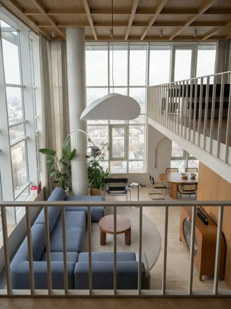 Living Room designed with MeltFlex AI: Two-Storey Loft Apartment