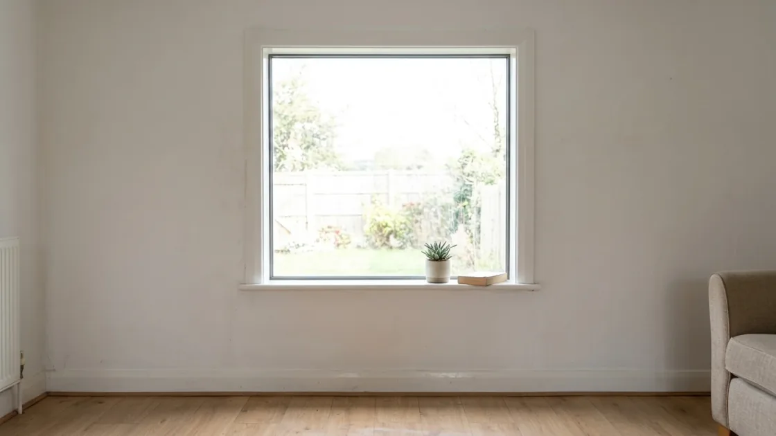Same window restyled as a large frameless picture window